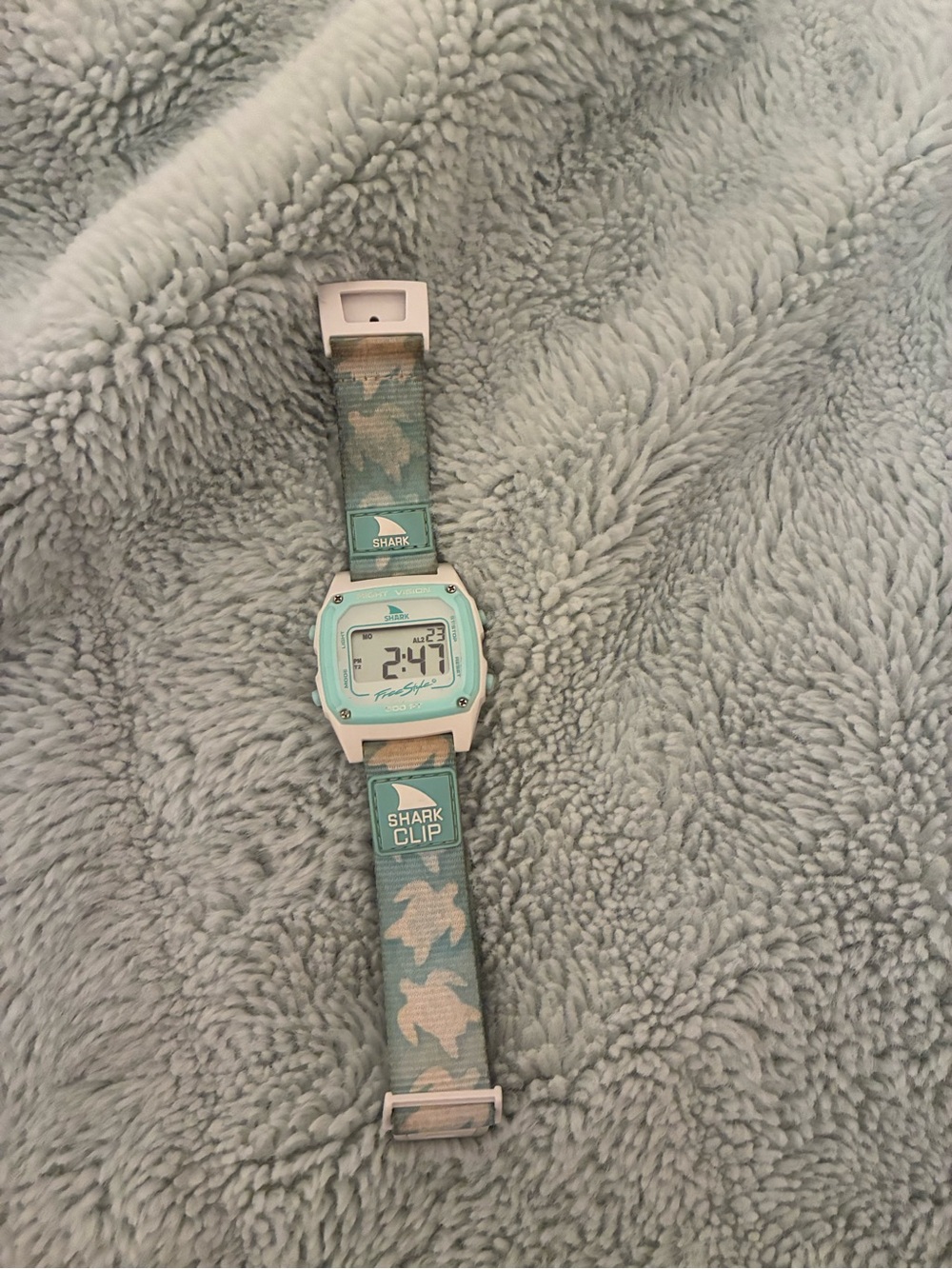 Shark Clip Watch Teal Camo Digital Sport Watch